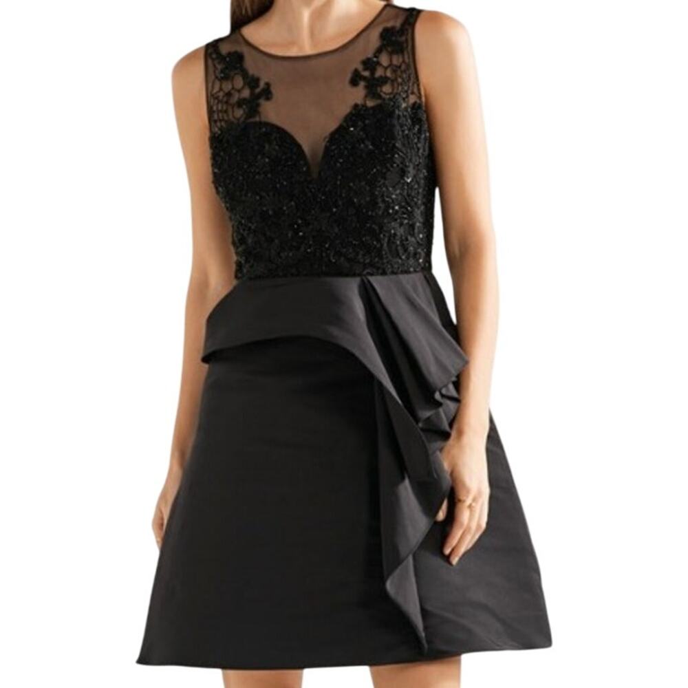 Marchesa Notte Embellished tulle and faille mini dress size 12